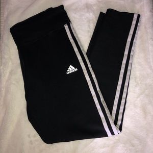 Adidas Black Track Pants 3 Stripe Leggings